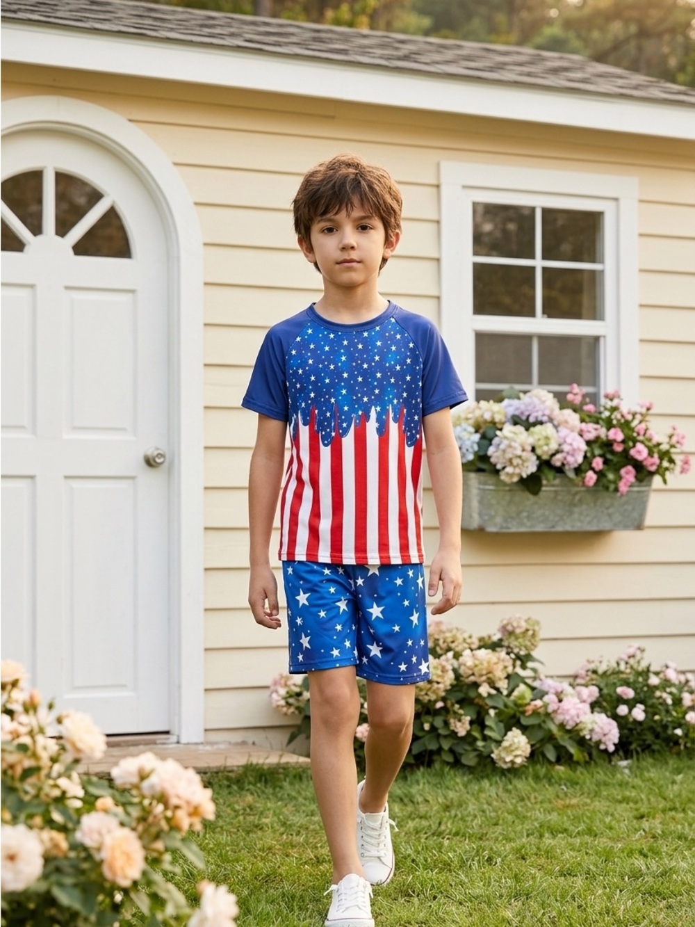 NWT- Boys' Red, White & Blue Stars Matching Set